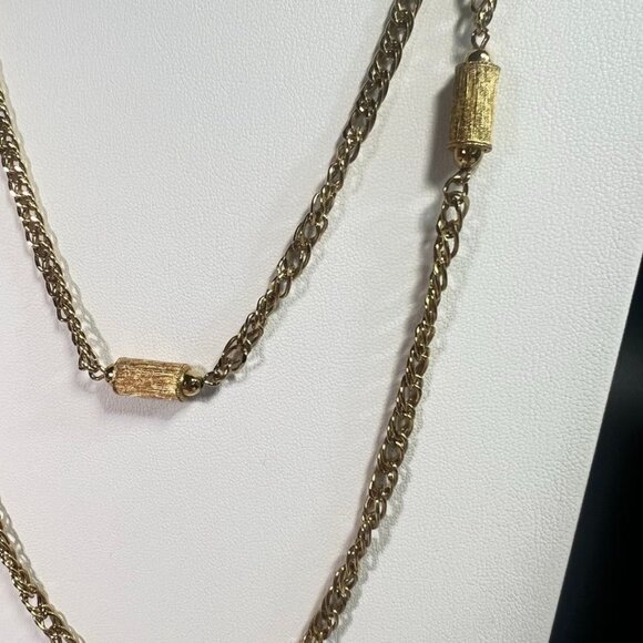 MCM Gold-Tone Monet 54' Necklace & Clip-On Earrings Combines Texture and Smooth - Picture 7 of 12
